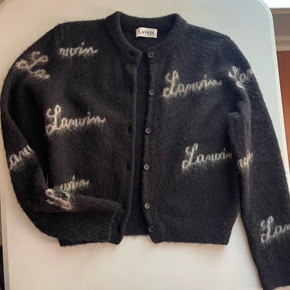 Lanvin : Button Up Sweater: Cardigan Logo Allover